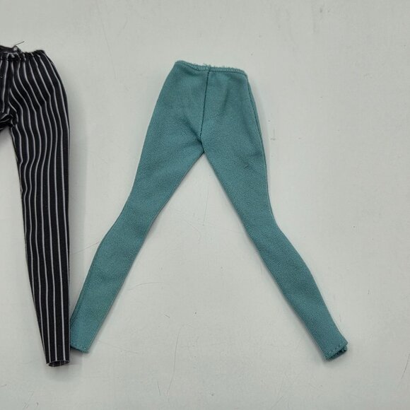 Set Of 3 Vintage Barbie Doll Pants: Yellow Speckled Black & White Striped Teal S - Picture 7 of 8